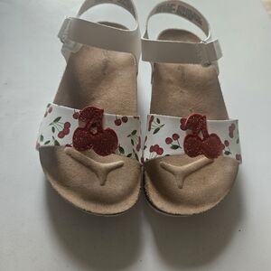 Self Esteem White Sandals with Red Glitter Cherry Detail